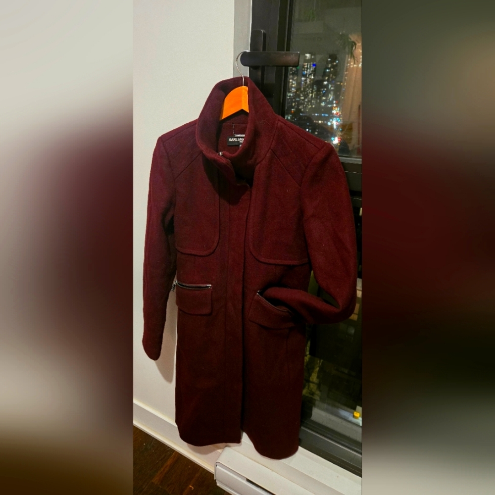 Karl Lagerfeld Burgundy Coat, size xs